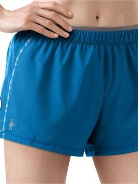Smartwool PhD Merino Lined Running Shorts in Blue, Women’s size Large